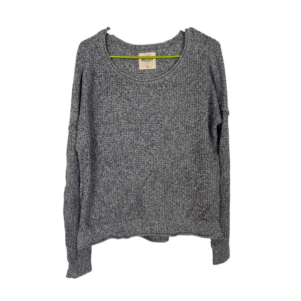 Hollister Women's Gray Marled Sweater Size S Side Split Drop Shoulder Cozy
